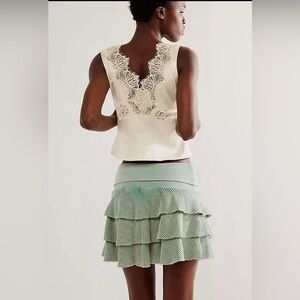 FREE PEOPLE FP One Alphina Tiered Thermal Women's Skirt - Blue Surf - Large